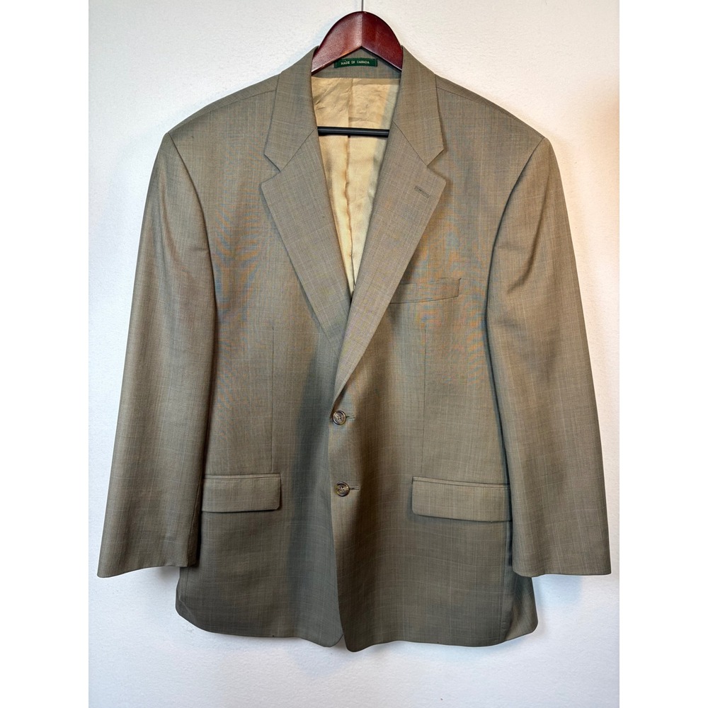 Lauren Ralph Lauren Suit Mens 48R Olive Tan Glen Plaid Wool 2 Pc Wool